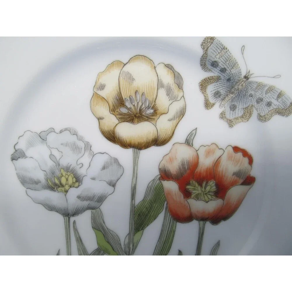 Fitz And Floyd Vintage 1976 Set Of 4 Pastel Poppy Flower 7 1/2